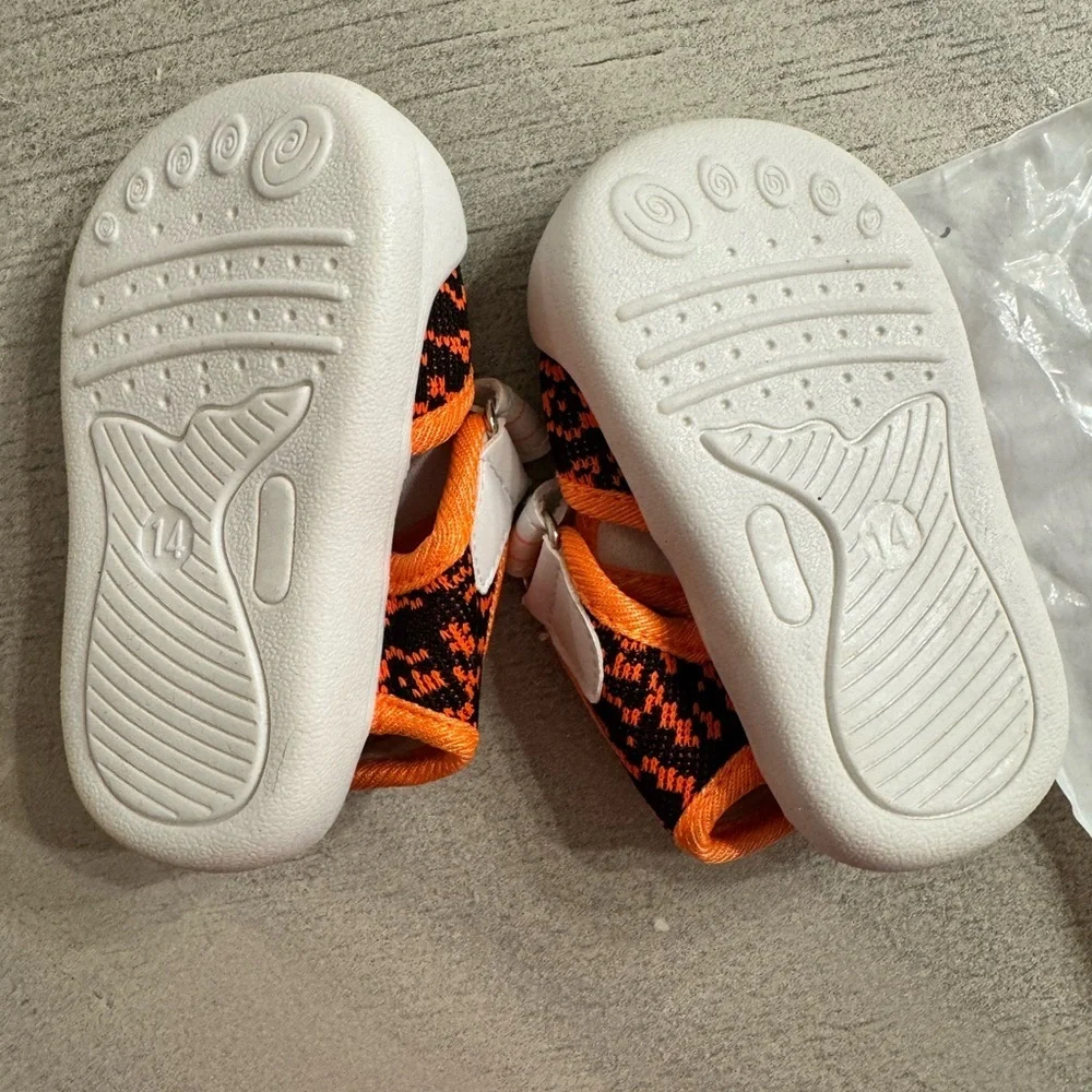 Baby Orange and Black Sandal Shoes
